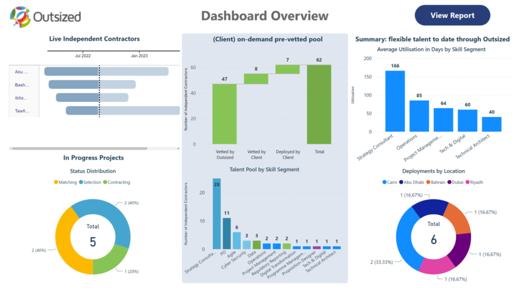 Image of a Talent Pool dashboard for clients